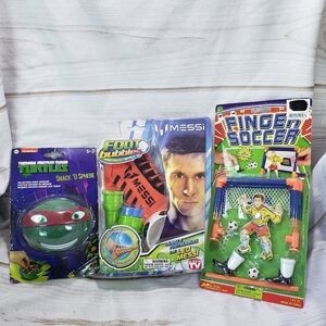 Summer Time Fun Bundle Messi Foot Bubbles Finger Soccer TMNT Snack Container